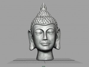 silver buddha head Model 3D