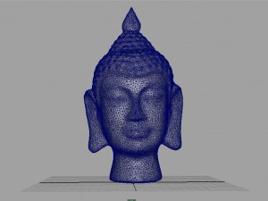 silver buddha head Model 3D