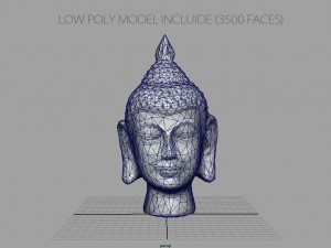 silver buddha head Model 3D