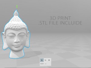 silver buddha head Model 3D