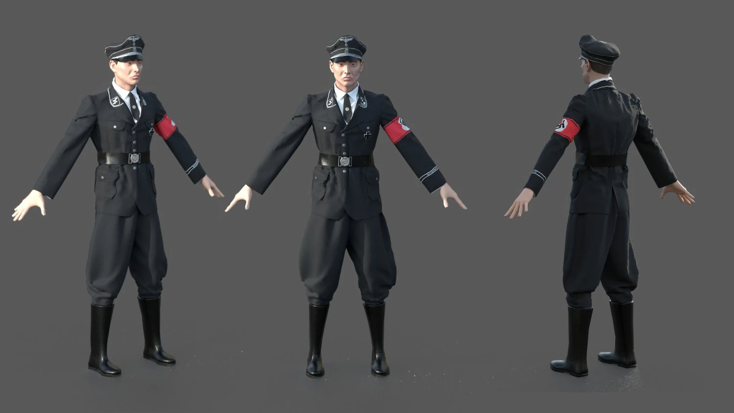 german ss officer 3D Model .c4d .max .obj .3ds .fbx .stl .blend 