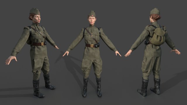 sniper woman Model 3D .c4d .max .obj .3ds .fbx .stl .blend 