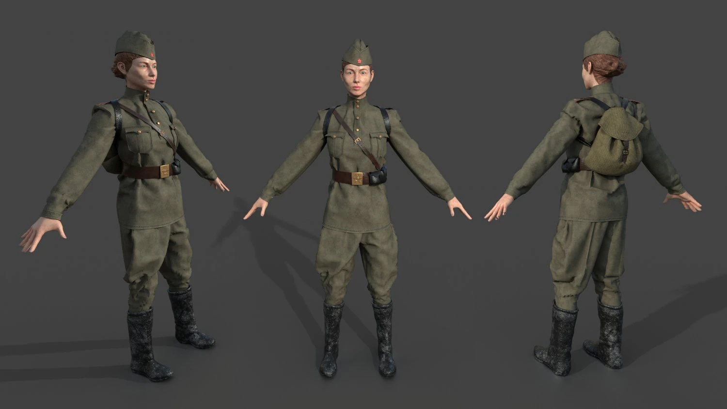 sniper woman 3D Model .c4d .max .obj .3ds .fbx .stl .blend