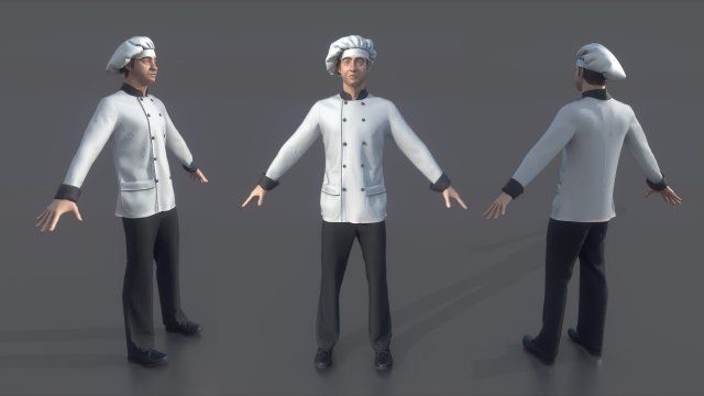chef 3D Model .c4d .max .obj .3ds .fbx .stl .blend 