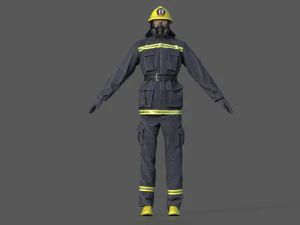 realistic firefighter 3D Model