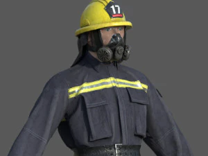realistic firefighter 3D Model