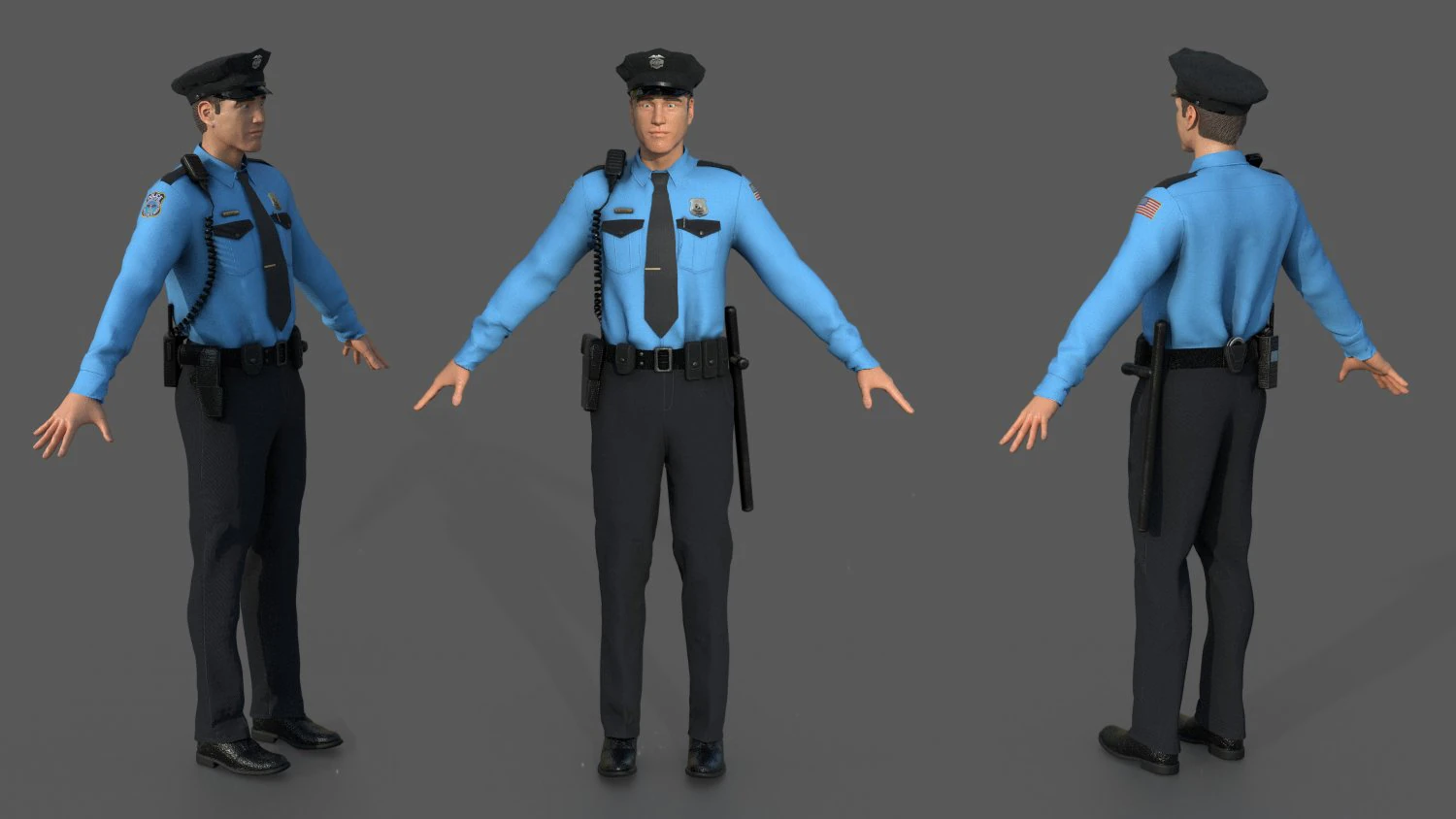 police officer 3D Model .c4d .max .obj .3ds .fbx .stl .blend 