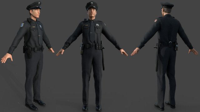 police officer black Model 3D .c4d .max .obj .3ds .fbx .stl .blend 