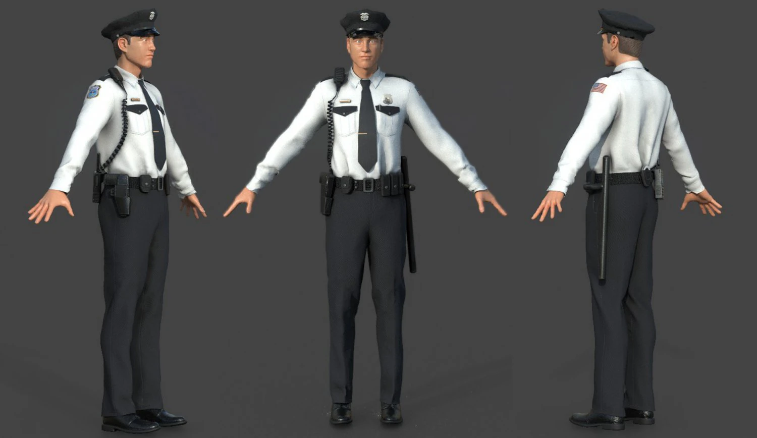 police officer white 3D Model .c4d .max .obj .3ds .fbx .stl .blend