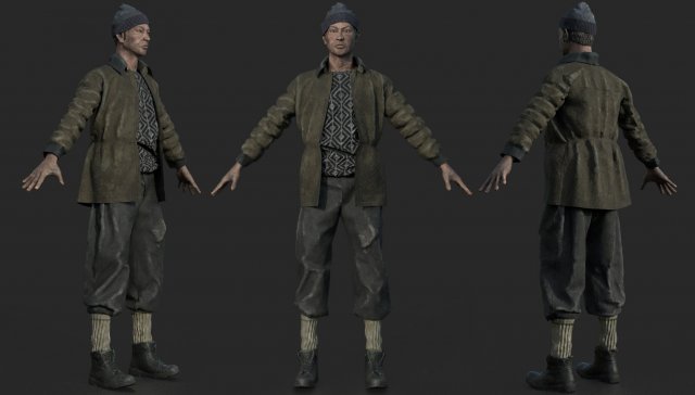 homeless alcoholic Modelo 3D .c4d .max .obj .3ds .fbx .stl .blend 