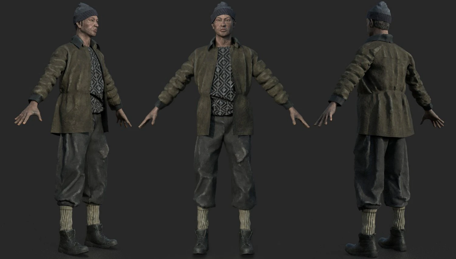 homeless alcoholic 3D Model .c4d .max .obj .3ds .fbx .stl .blend 