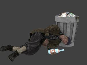 homeless alcoholic pose 3D Model