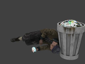 homeless alcoholic pose 3D Model