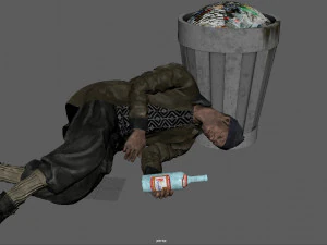 homeless alcoholic pose 3D Model