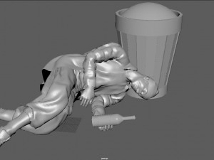 homeless alcoholic pose 3D Model