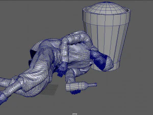 homeless alcoholic pose 3D Model