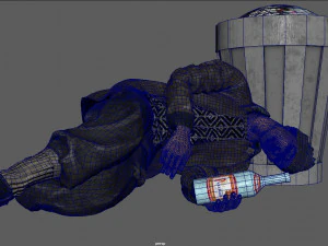homeless alcoholic pose 3D Model