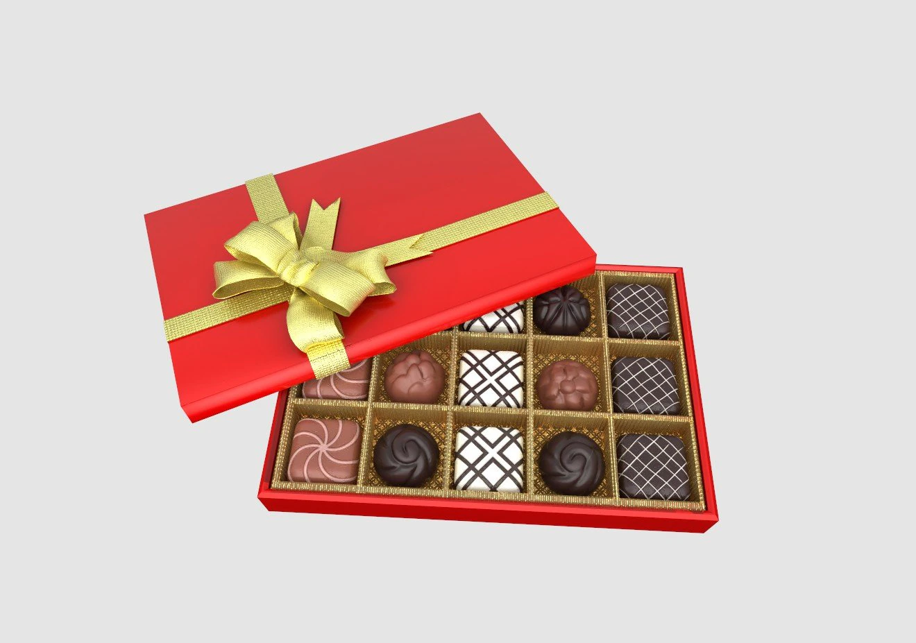 chocolate gift box 3D Model .c4d .max .obj .3ds .fbx .stl .blend 