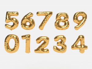 balloon number gold Modelo 3D
