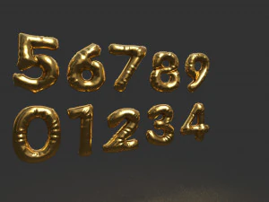 气球号码金 3D 模型