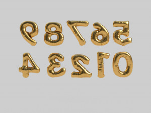 balloon number gold 3D Model