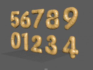 气球号码金 3D 模型