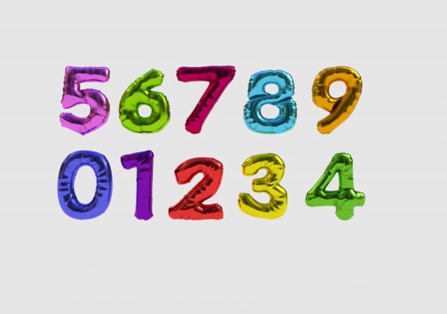 balloon number color 3D Model .c4d .max .obj .3ds .fbx .stl .blend 
