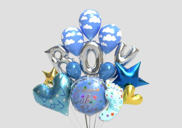 baby boy balloon 3D 모델 .c4d .max .obj .3ds .fbx .stl .blend 
