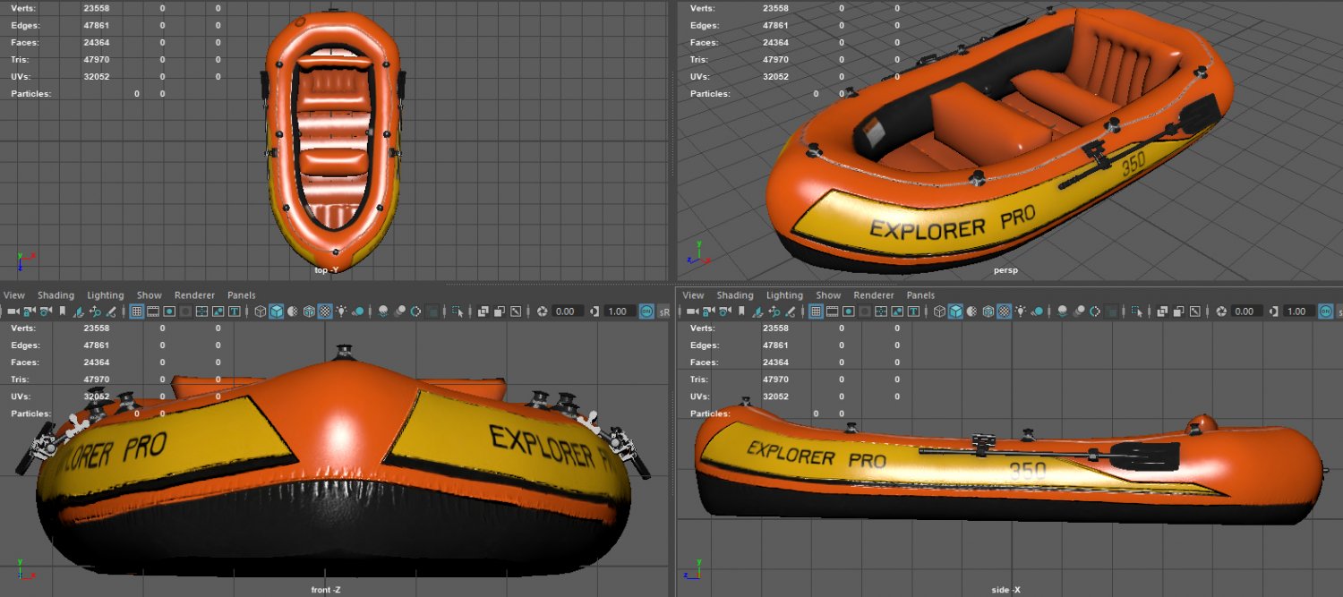 inflatable boat 3 3D Модель in Лодки 3DExport