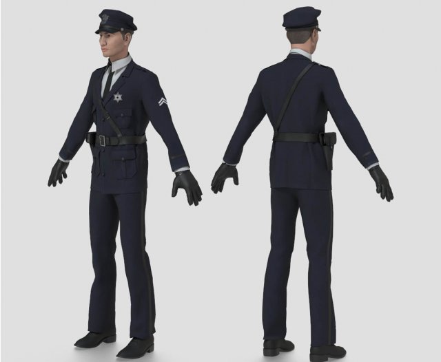 1930s police officer 3D Модель .c4d .max .obj .3ds .fbx .stl .blend 