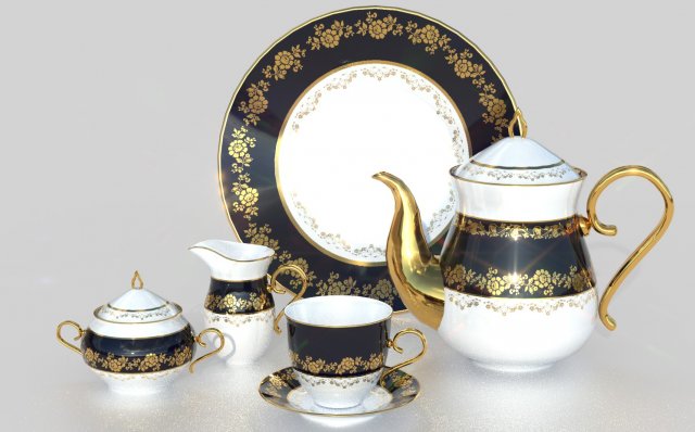 tea service 3D मॉडल .c4d .max .obj .3ds .fbx .stl .blend
