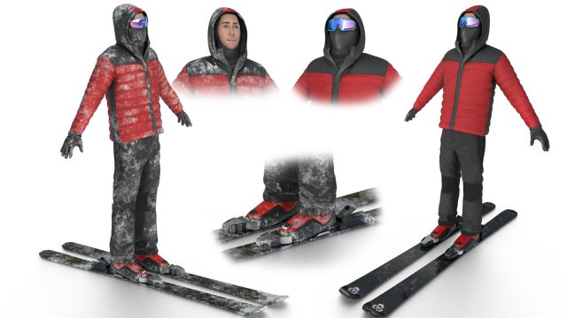 skier man 3D Model .c4d .max .obj .3ds .fbx .stl .blend