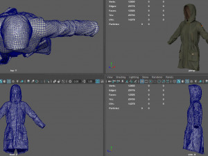 trench parka Model 3D