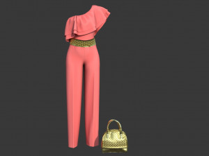 jumpsuit with pelerine 3D-Modell
