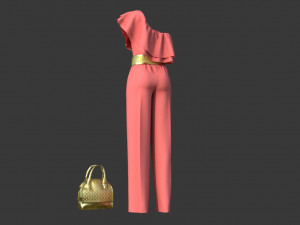 jumpsuit with pelerine 3D-Modell