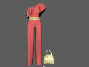 jumpsuit with pelerine 3D-Modell