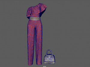 jumpsuit with pelerine 3D-Modell