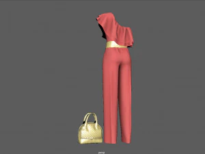 jumpsuit with pelerine 3D Model