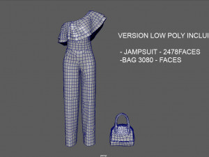 jumpsuit with pelerine 3D-Modell