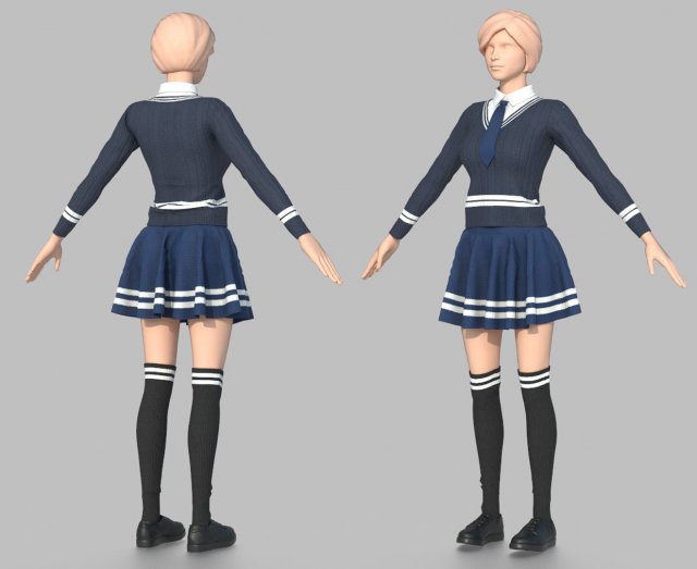 school uniform 3D 모델 .c4d .max .obj .3ds .fbx .stl .blend 