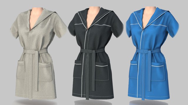 bathrobe woman 3D मॉडल .c4d .max .obj .3ds .fbx .stl .blend