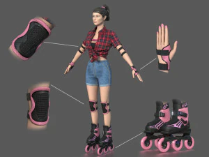 롤러 스케이터 소녀 3D 모델
