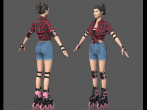 roller skater girl Modello 3D