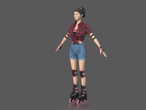 roller skater girl Modello 3D