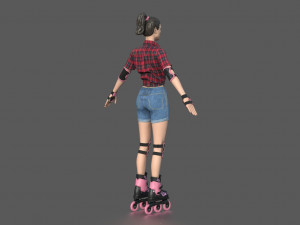 roller skater girl Modello 3D