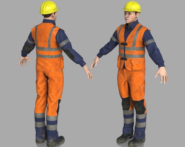 road worker Modello 3D .c4d .max .obj .3ds .fbx .stl .blend 