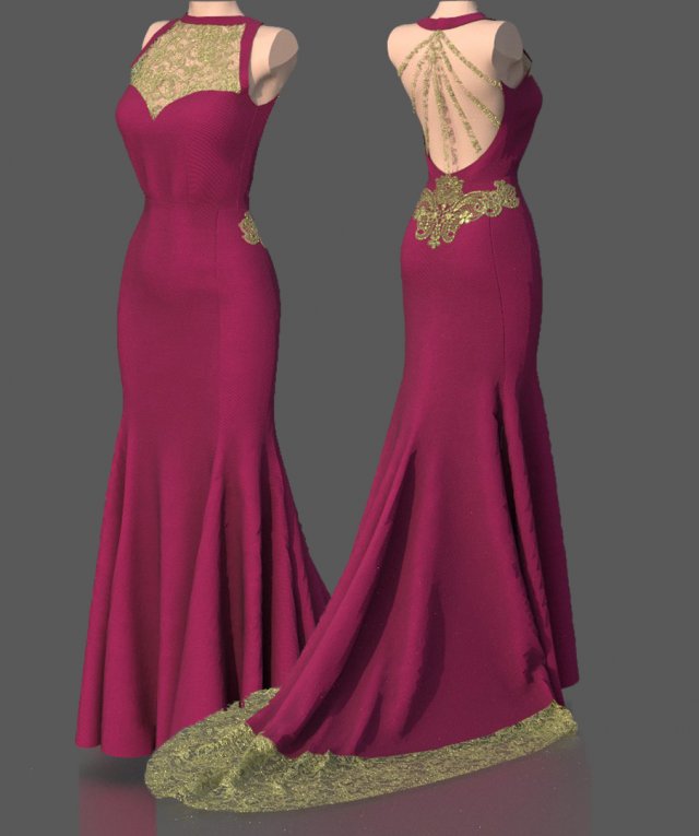 Formal dress 3D Model .c4d .max .obj .3ds .fbx .stl .blend 