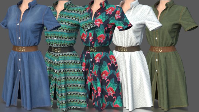 shirt dress Model 3D .c4d .max .obj .3ds .fbx .stl .blend 