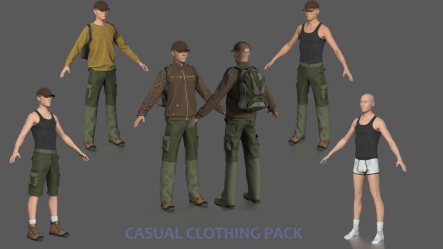 casual clothing pack Modello 3D .c4d .max .obj .3ds .fbx .stl .blend 