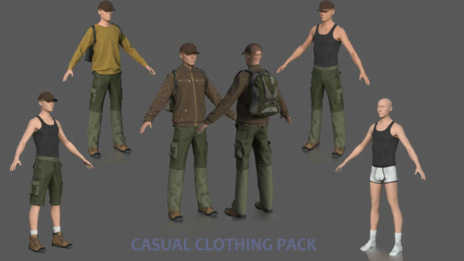 casual clothing pack 3D Model .c4d .max .obj .3ds .fbx .stl .blend 
